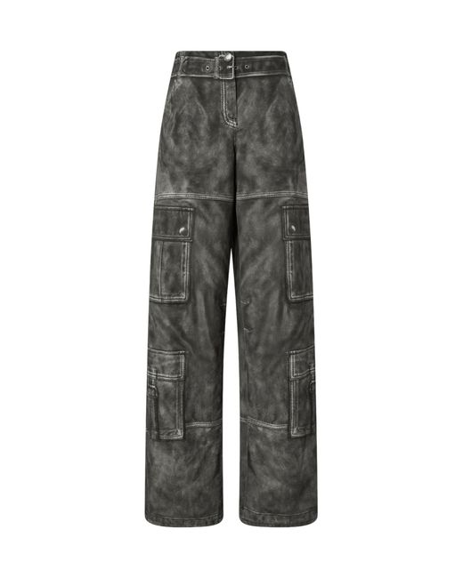 Pinko Gray Distresses Straight Trousers