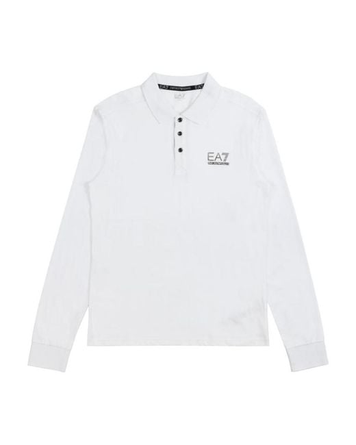 EA7 White Polo Shirt With Logo Pattern for men