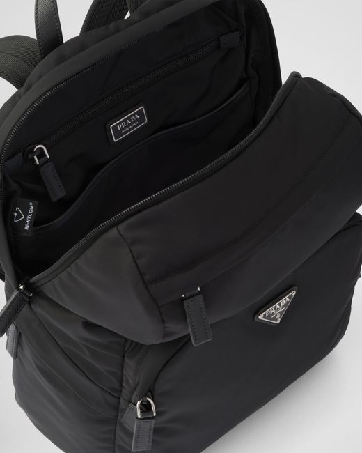 Prada Black Triangle Logo Plaque Backpack for men