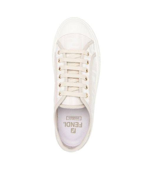 Fendi White Domino Ff Motif Low-Top Sneakers