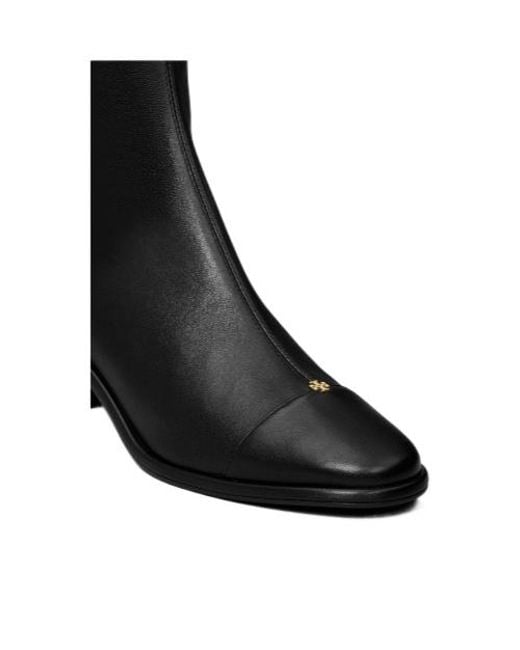 Tory Burch Black Cap-Toe Knee-High Boots