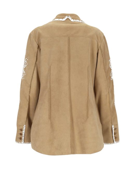 Ermanno Scervino Natural Embroidered Single Breasted Jacket
