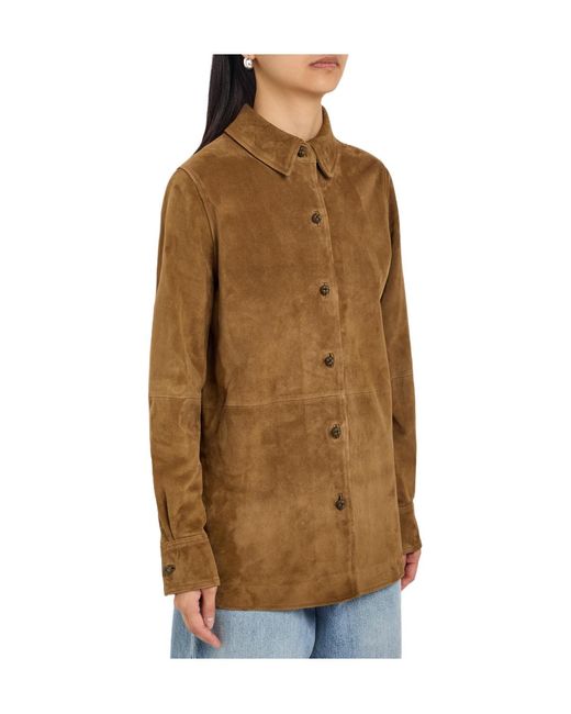 Rohe Brown Solid Colour Suede Overshirt