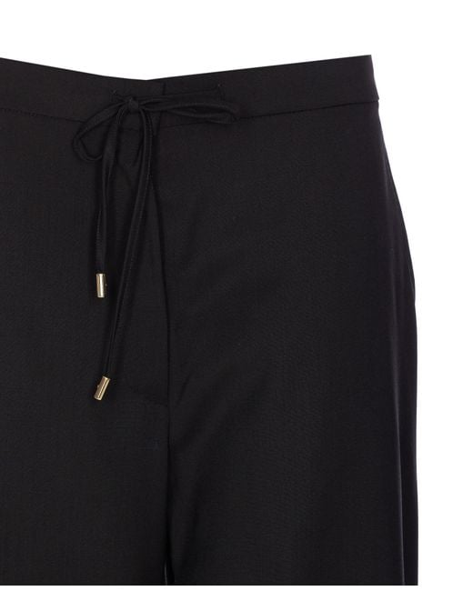 Max Mara Black Zip-Fastening Coulisse Trousers