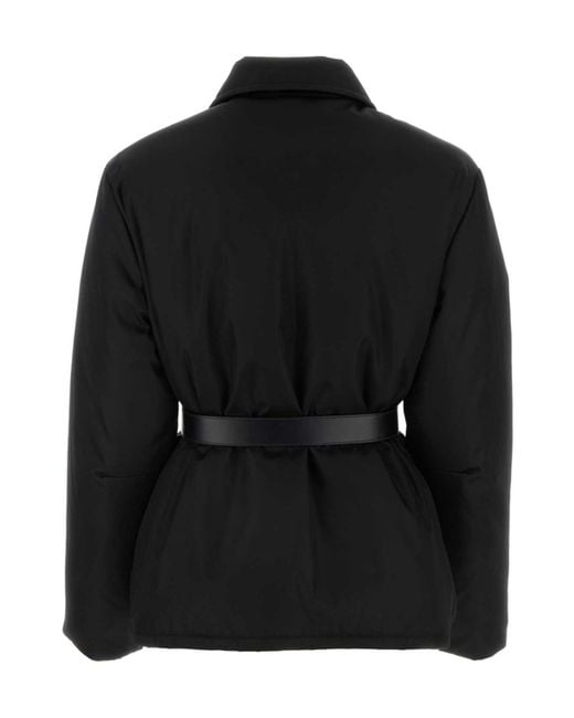 Prada Black Logo Plaque Belt-Detailed Jacket