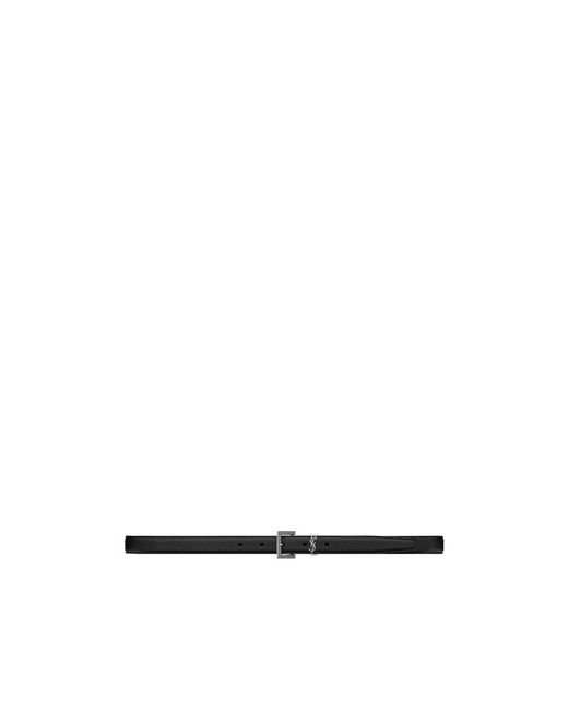 Saint Laurent White Monogram Logo Plaque Belt for men