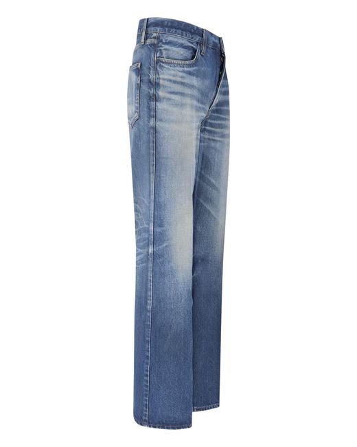 Fear Of God Blue Logo Patch Flared Jeans for men