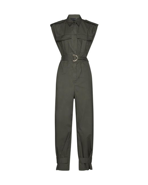 Kaos Green Sleeveless Belted Jumpsuit
