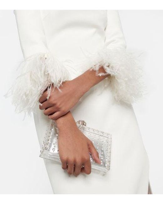 David Koma White Feather-Trimmed Midi Dress
