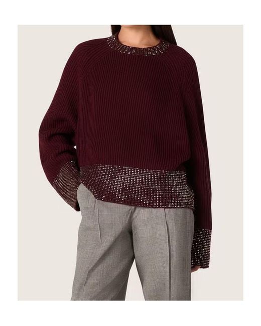 Golden Goose Deluxe Brand Purple Embellished-Neck Jumper
