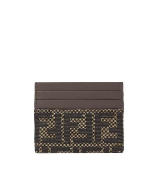 Fendi Gray Ff Jacquard Card Holder for men