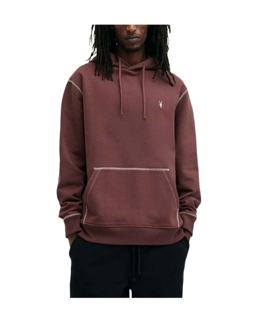 AllSaints Purple Amir Contrast-Stitch Hoodie for men