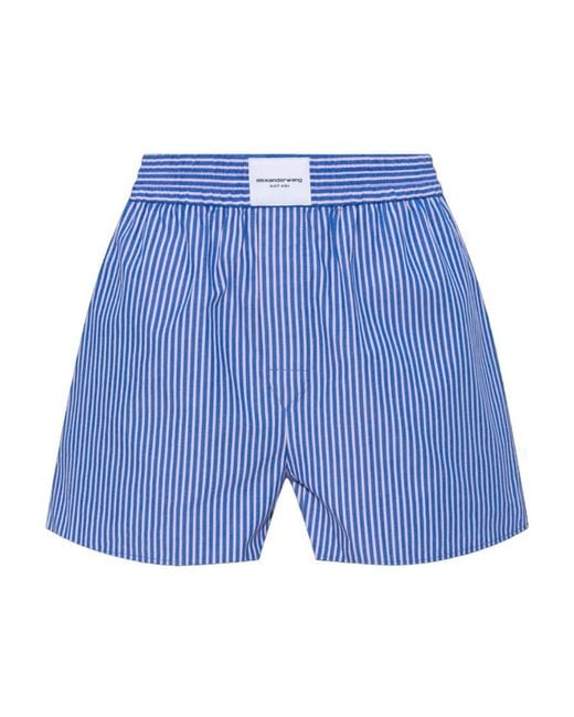 T By Alexander Wang Blue Alexander Wang Striped Bermuda Shorts