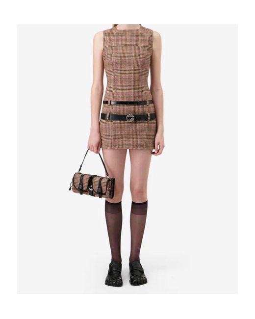 Coperni Brown Check Belted Dress
