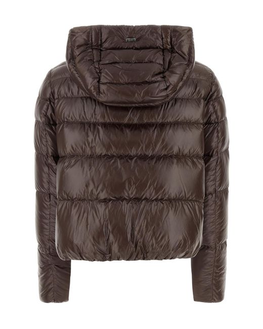 Herno Brown Long-Sleeved Hooded Down Jacket