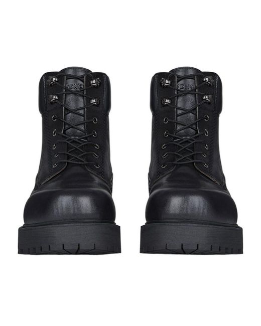Givenchy Black Lace-Up 4G Logo Debossed Ankle Boots for men