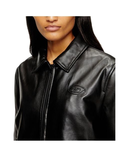 DIESEL Black Simple And Versatile Leather Jacket