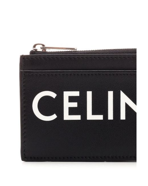 Céline Black Zipped Card Holder for men