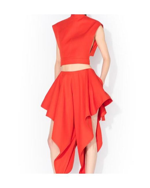 Alaïa Red Belted Crop Top