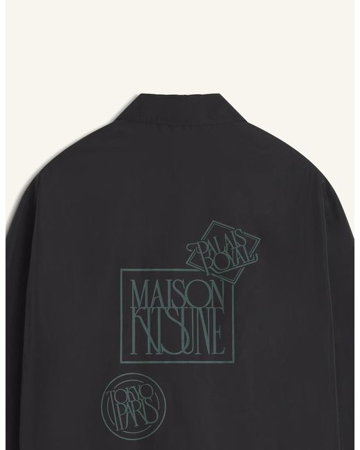Maison Kitsuné Blue Logo-Print Buttoned Jacket for men
