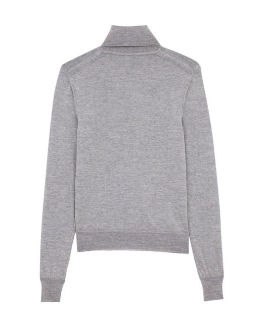 Saint Laurent Gray Cassandre Turtleneck Long-Sleeved Jumper