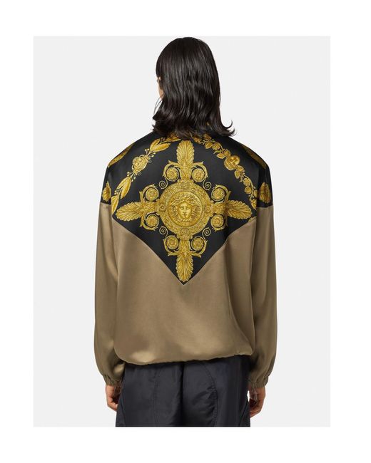 Versace Green Baroque Pattern Zip-Up Track Jacket for men