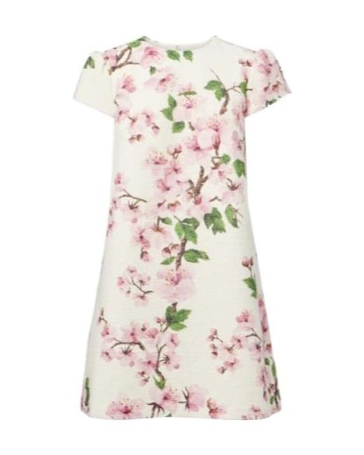Oscar de la Renta White Floral Cotton-Blend Tweed Minidress