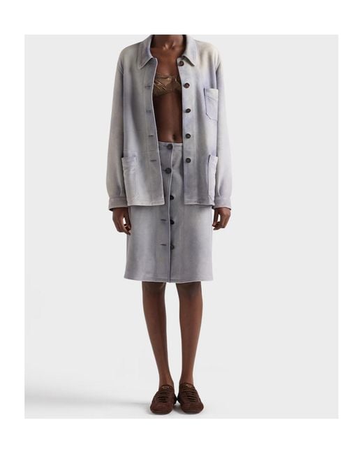 Prada Blue Buttoned Suede Skirt