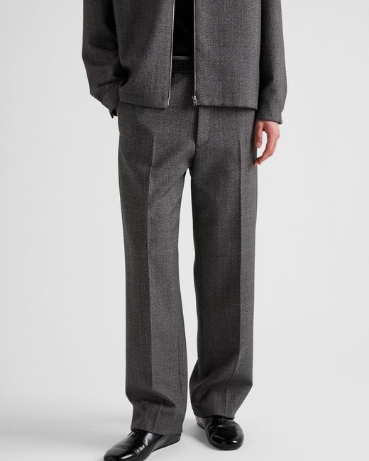 Prada Gray Wool Pants for men