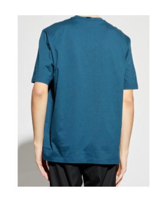 Versace Blue Logo Embroidered Crewneck T-Shirt for men