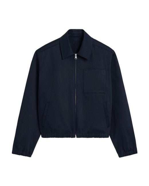 AMI Blue Ami De Coeur Zipped Jacket for men