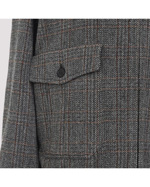 Miu Miu Gray Chevron Blouson Jacket With Shearling Collar