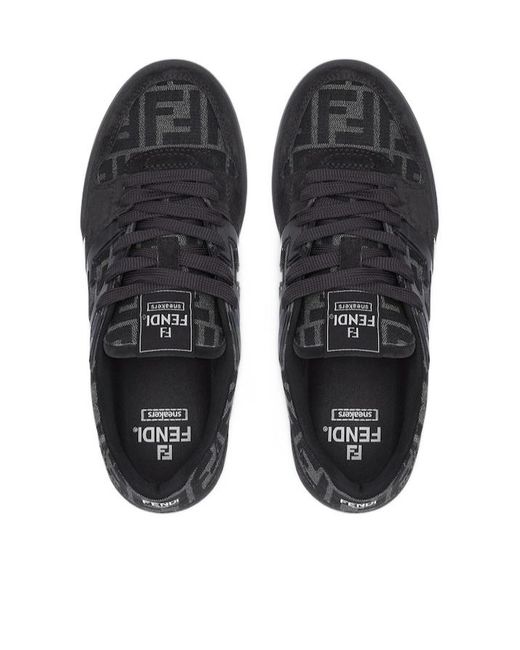 Fendi Black Ff Jacquard Low-Top Sneakers for men