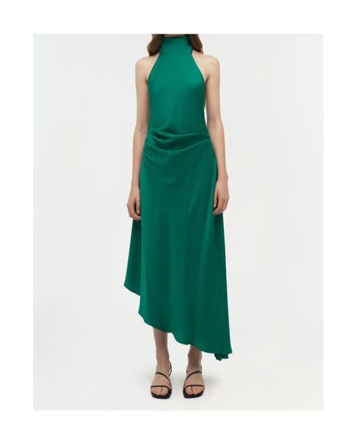 Jonathan Simkhai Green Monica Satin Midi Dress