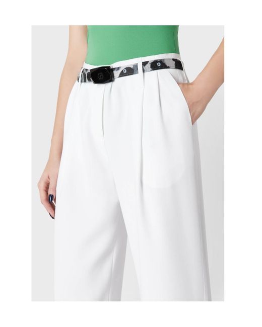 Giorgio Armani White Logo Casual Pants
