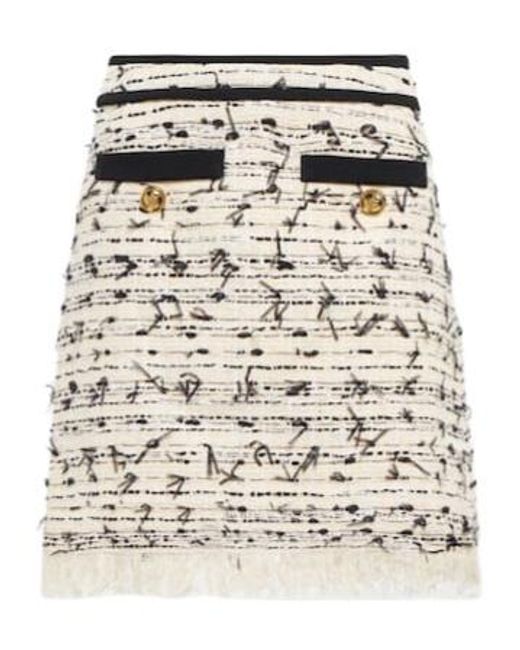 Giambattista Valli White Fringed Tweed Miniskirt