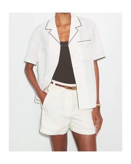 Tory Burch White Linen Camp Shirt