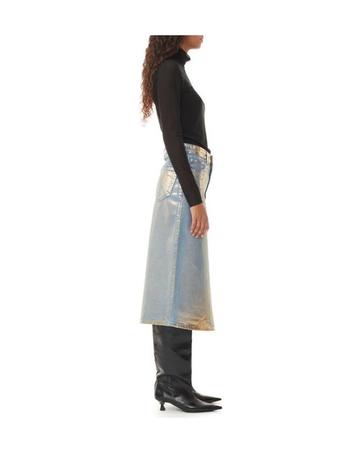 Ganni Natural Denim Midi Skirt