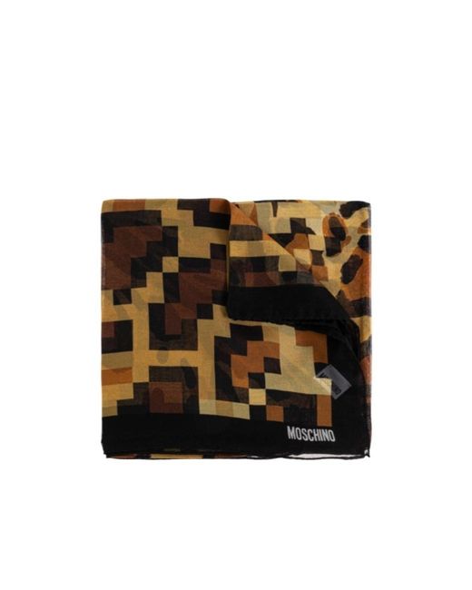 Moschino Black Geometric Printed Scarf for men
