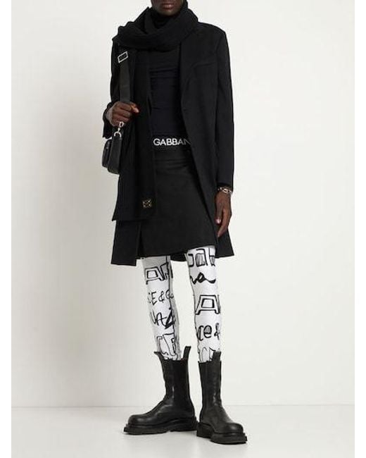 Dolce & Gabbana Gray Logo Printed Leggings for men