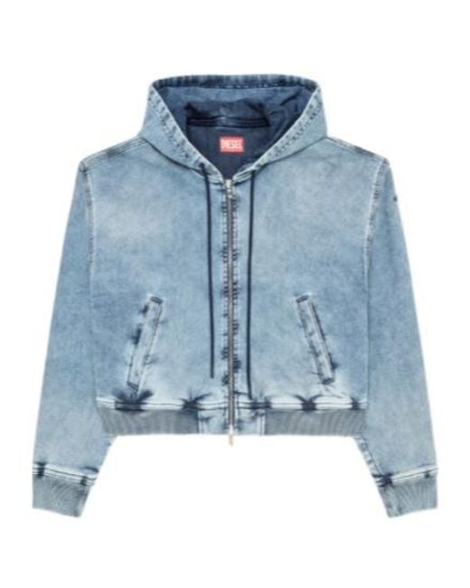 DIESEL Blue De-Giri-Crop Jogg Zipped Hoodie
