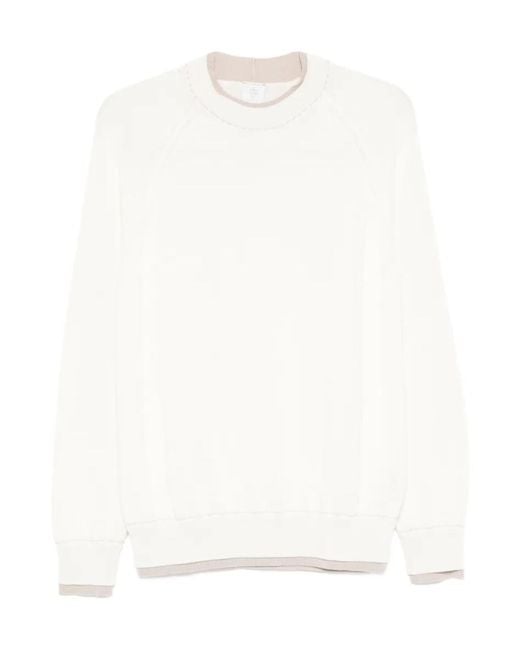 Eleventy White Crew-Neck Sweater for men