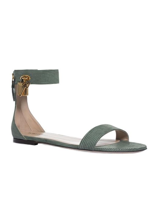 Tom Ford Multicolor Flat Lizard-Embossed Suede Sandals