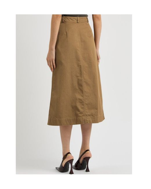 Saint Laurent Natural Cotton-Twill Midi Skirt