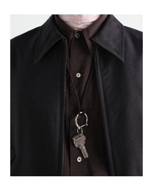 Lemaire White Keyring Necklace With Braided Recycled Leather Cord for men