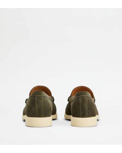 Tod's Green Topstitching Penny Loafers for men