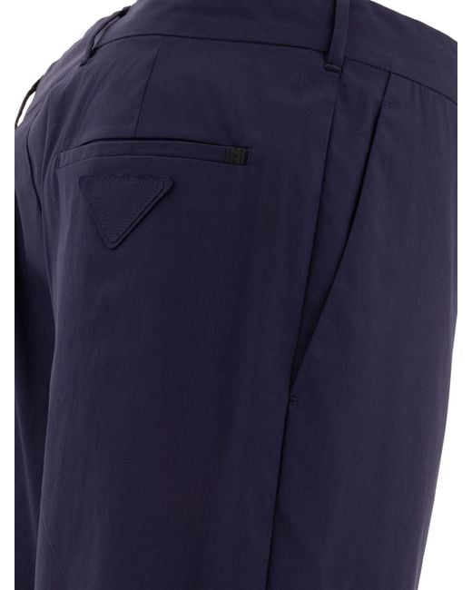 Prada Blue Logo Patch Straight-Leg Trousers for men