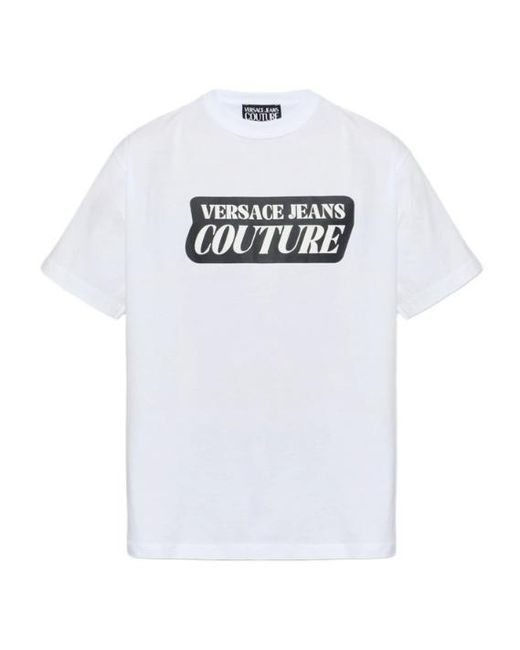 Versace White Jeans Couture Logo Printed Crewneck T-Shirt for men