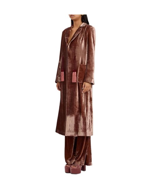 LaDoubleJ Brown Duster Tassel Velvet Coat