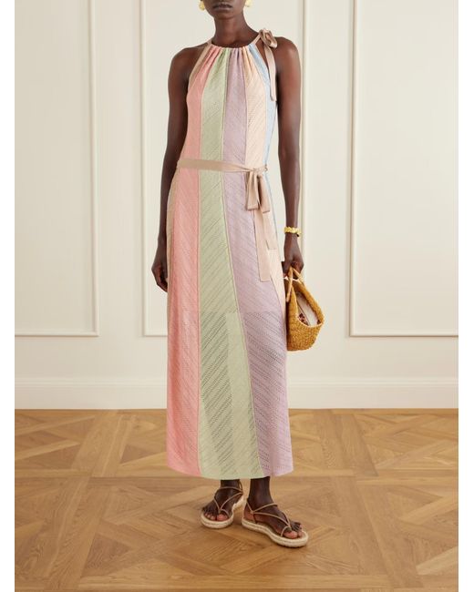 Zimmermann Pink Mahon Splice Halter Mesh Midi Dress